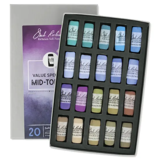Richeson Soft Handrolled Pastels - Mid Tones 2, Set of 20 {1}