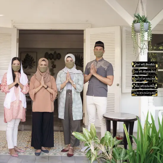 Islamic Wall Sign Eid Ramadan Mubarak Decorations Start and End with Allah Wall Art Allah Pediment Inspirational Wooden Hanging Muslim Plaque for Islamic Home Eid Al Fitr Supplies (Black) {6}