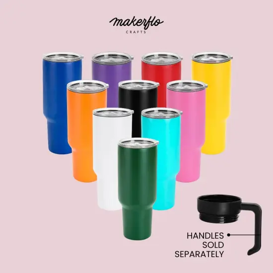 Makerflo 40 oz Powder Coated Tumbler with Sliding Splash & Leak Proof Lid and Handle Sold Separately, Ideal for Craft and Personalization (Laser Engraving, UV DTF, Epoxy, and Vinyl) {7}