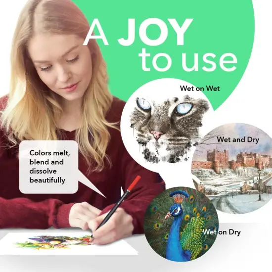 72 Watercolour Colouring Pencils Set in Zip-Up Case for Adults Artists | Quality Cores with Vivid Colours to Create Beautiful Blended Effects with Water {4}