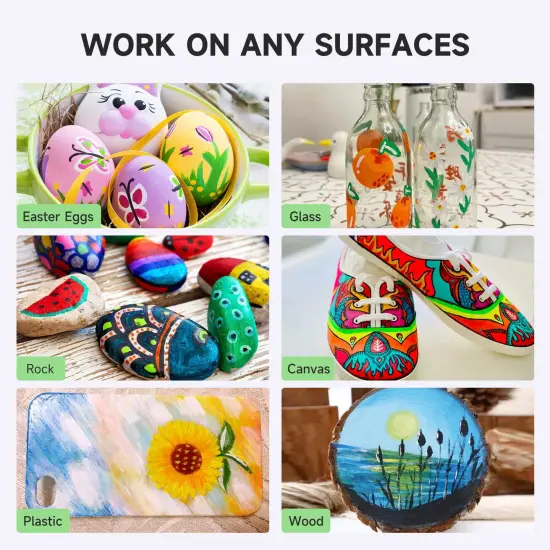 32 Colors Paint Markers, Dual Tip Acrylic Paint Pens for Wood, Canvas, Glass, Ceramic, Fabric,Rock Painting, DIY Crafts Making Art Supplies (Fine Tip and Brush Tip) {6}