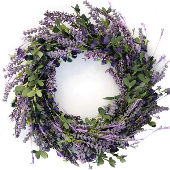 20 Inch Lavender Wreath for Front Door Greenery Leaves Wreath for All Seasons Indoor Outdoor Floral Wreath for Wedding Party Home Decor {1}
