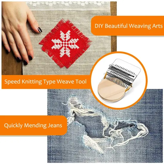 Small Loom Speedweve Type Weave Tool,darning Loom Quickly Mini Mending Convenient Darning Loom for Mending Jeans Socks Clothes Loom Machine Makes Beautiful Stitching Diy Weaving Arts (14 Hooks) {6}