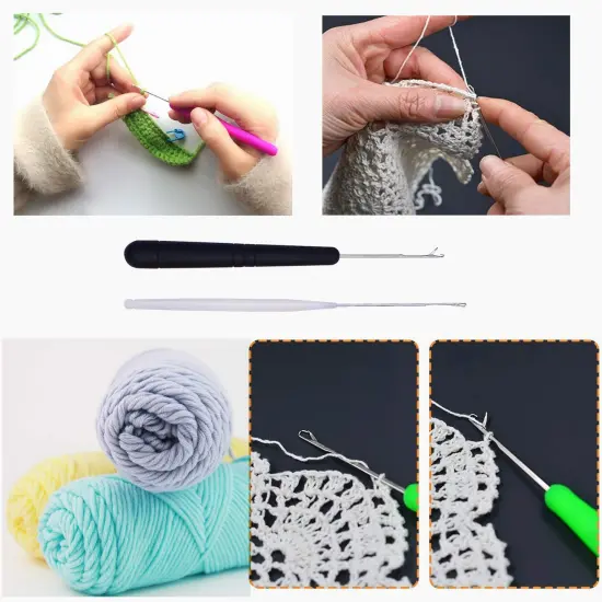 HAMIYELL Pack of 5 Different Sizes Latch Hook Crochet Needle Hook Tools for Braid Hair, Scarf Carpet Making and Other Crafts {3}