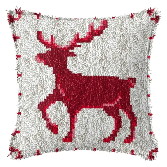 MIAOLLUN Latch Hook Kit, Christmas Latch Hook Kits for Adults DIY Decorative Pillowcase Embroidery Cross Stitch Arts Craft for Home Sofa Furniture 17X17inch Christmas Reindeer {1}