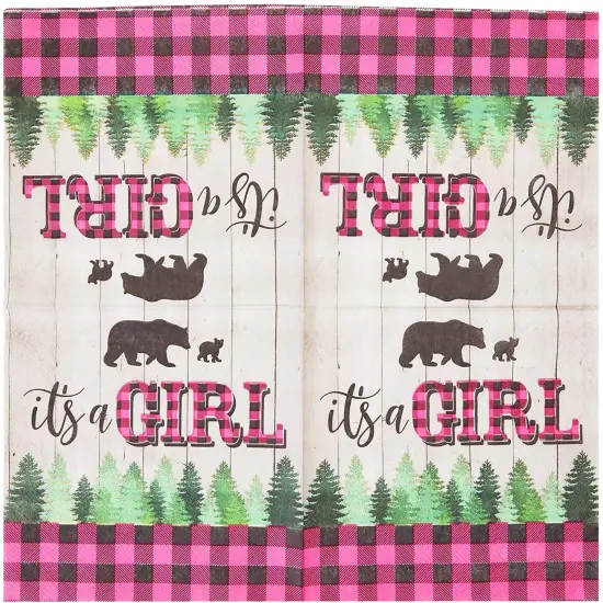 Buffalo Plaid Napkins, It's A Girl Baby Shower (6.5 Inches Folded, 100 Pack) {5}