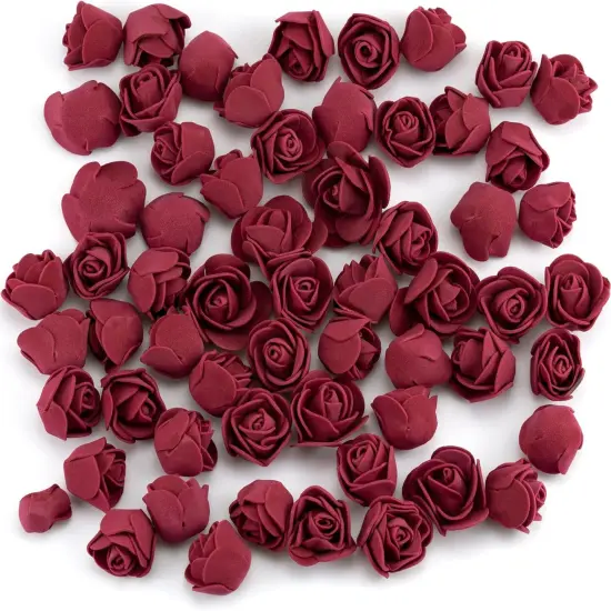 100 Pcs Foam Artificial Burgundy Roses Mini Fake Flowers Mini Artificial Fake Rose Heads Artificial Floral {5}