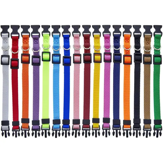 16 Pack Puppy Collars for Litter - Adjustable Breakaway Dog Snap ID Collars for Small Pets, Soft Nylon Whelping Collars, 16 Rainbow Colors (6.5-10in) {1}
