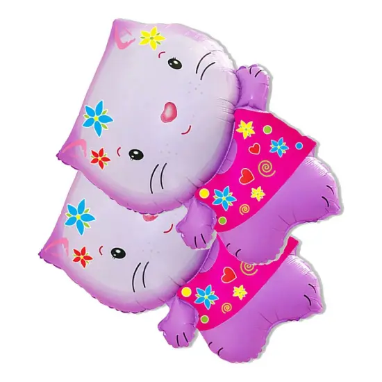 Little Cat Flowers Foil Balloon Large Shape 31" {4}