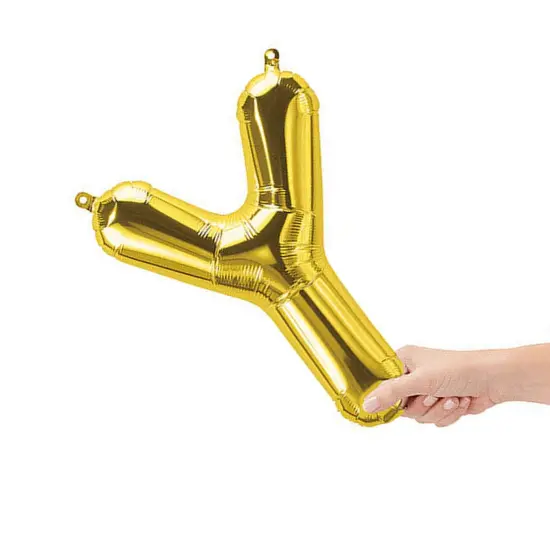 NorthStar Balloons&reg; 16" Gold Letter Y Balloon Air Fill Only {2}