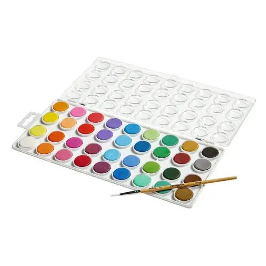 KINGART&reg; Watercolor Pan Set, 36 Unique Colors & Paint Brush {2}