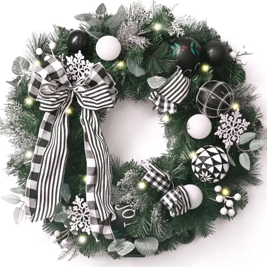 24 Inch Mardi Gras Wreath for Front Door with Lights {1}
