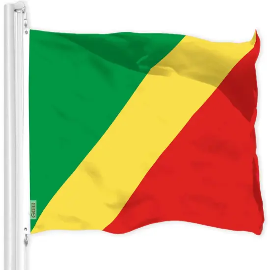 G128 Republic of the Congo Flag | 3x5 Ft | LiteWeave Pro Series Printed 150D Polyester | Country Flag, Indoor/Outdoor, Vibrant Colors, Brass Grommets {1}