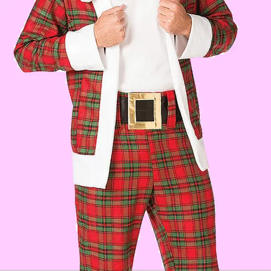 Hipster Mr Claus Costume with Blazer Pants and Hat for Men {5}