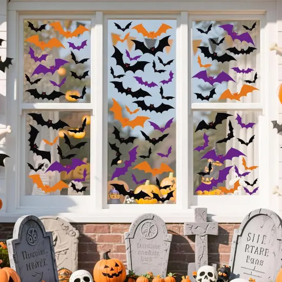 6 Sheet Halloween Bats Window Stickers {5}