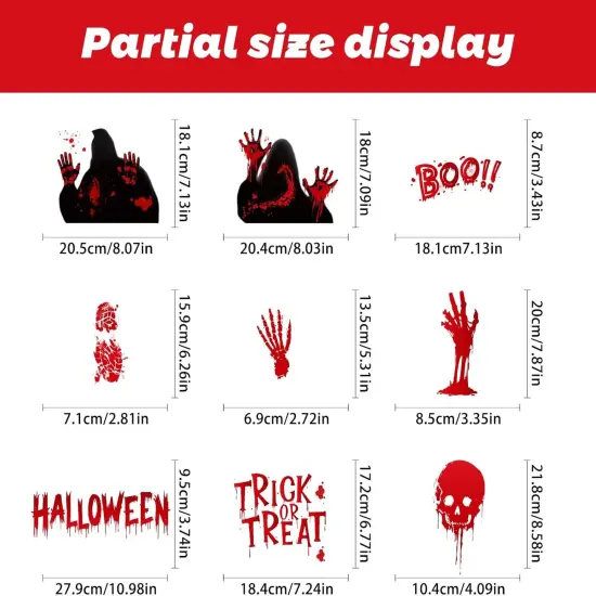 9 Sheets Bloodstained Halloween Window Stickers {3}