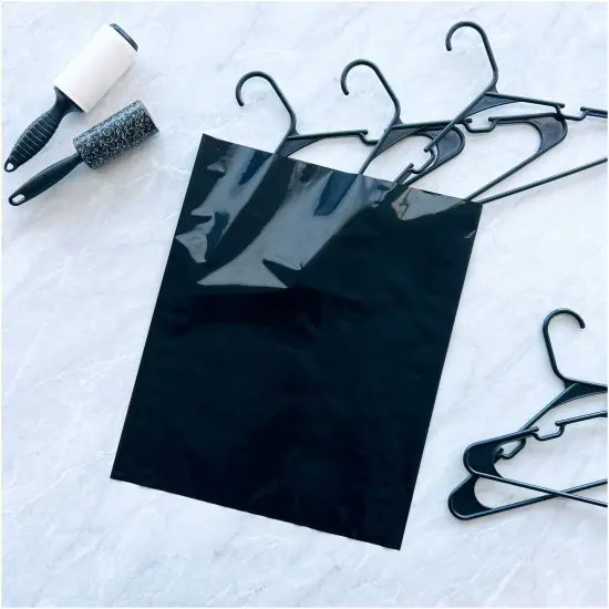 Plymor 15" x 18", Black 2 Mil Flat Open Plastic Poly Bags {4}