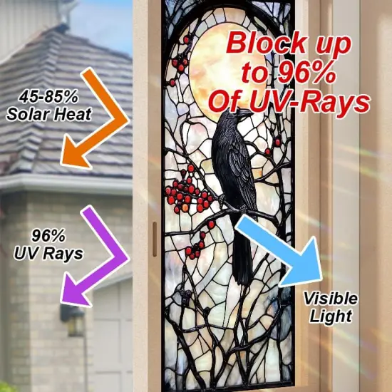 Stained Glass - Style Raven Window Film Decals - 17.71x39.97 Inch {4}