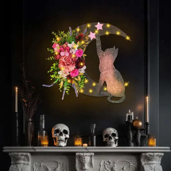 Halloween Wreaths Moon Cat Wreath Garland {2}