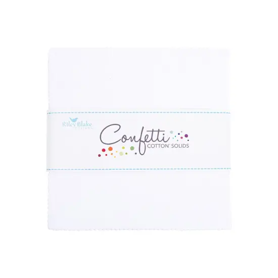 Confetti Cotton 5" Square Pack (Charm Pack / 5" Stacker) in Bright White byfor Riley Blake (5-120-BWHITE-42) {3}