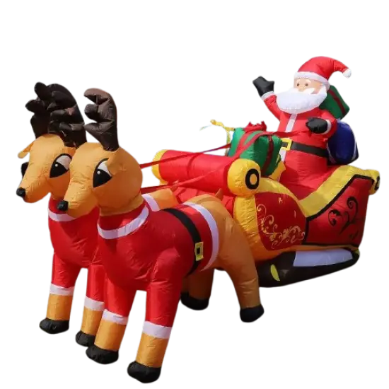 7.2ft Long Christmas Inflatable Santa on Red Sleigh LED Lighted Blow-up Yard Dec {1}