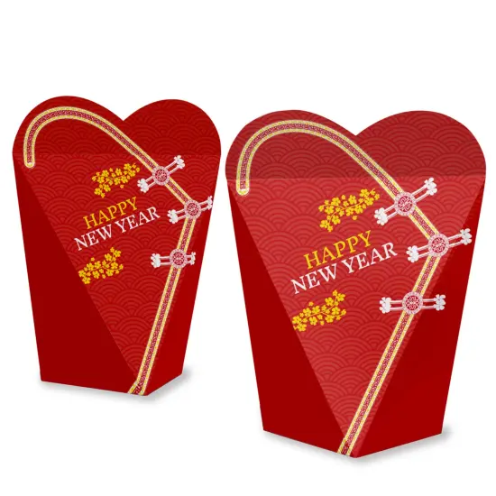 Big Dot of Happiness Lunar New Year Party Favors - Gift Heart Shaped Favor Boxes for Women - Set of 12 {1}