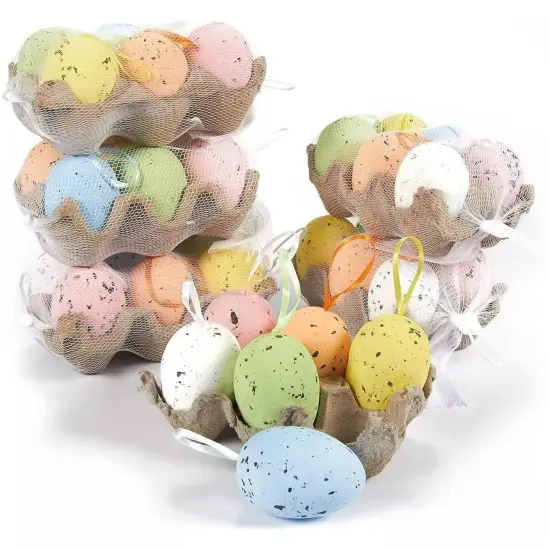36x Easter Metallic Gold Foam Egg Ornaments for Holiday Decoration {5}
