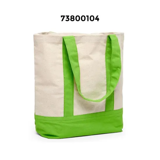 Functional Canvas Tote Bag with Two-Tone Accent 14 5/16" x 4 1/4" x 12 1/2" Lime / Natural {3}