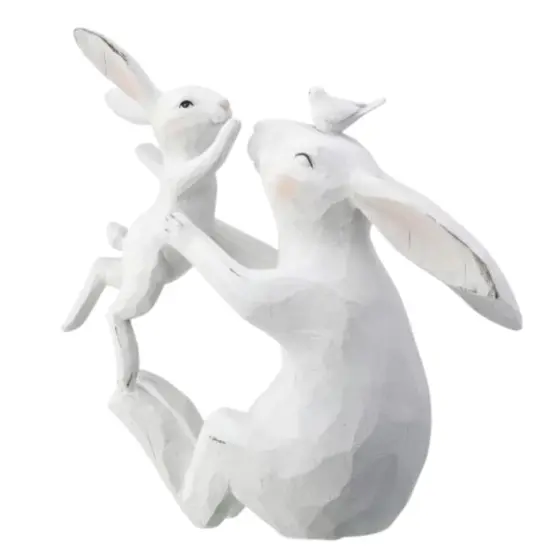 9" Resin Bunny Tossing Baby - Easter and Spring Decoration {1}