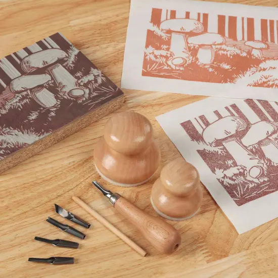 Creative Mark Hand-Held Printmaking Baren, Wooden Block Print Baren - Linocut Tools with Solid Wood Polished Domed Handle, Felt-Covered Base {3}