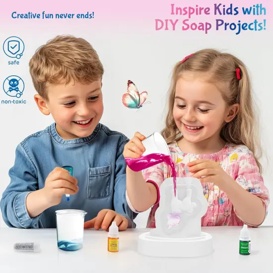 Unicorn Soap Making Kit - DIY Crafts for Kids Ages 6-12 Make Your Own Fun Soap with 20 Soap Bases, 6 Colors, 5 Molds & 3 Fragrances, Birthday Christmas Easter Gifts for Girls Ages 6 7 8 9 10 11 12+ {4}