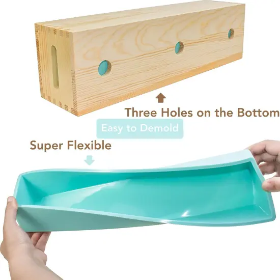 Wooden Soap Molds for Soap Making Large- 5 lb Soap Molds Loaf with Cover, Rectangle Silicone Soap Loaf Molds 77 oz (5 lb Standard Mold) {5}