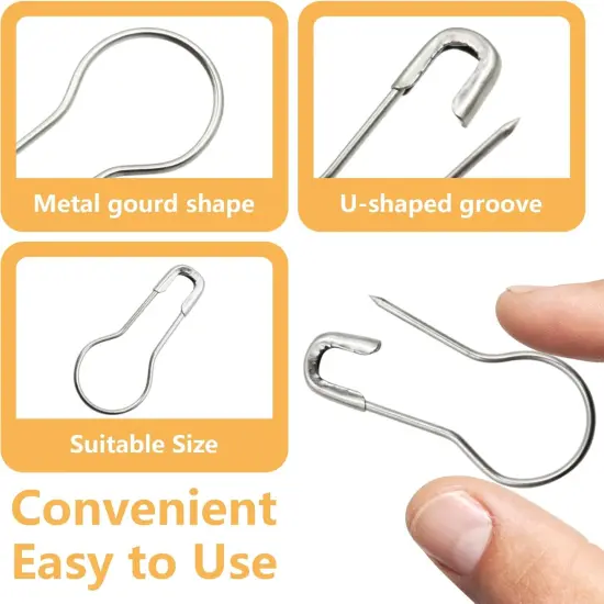 1000pcs Metal Safety Pins, Bulb Gourd Pins, 0.9&rdquo; Clothing Tag Pin Calabash Pin Pear Shaped Bead Needle Pins for Crafts Clothes Crafting Knitting Sewing Making Accessories (Sliver) {4}