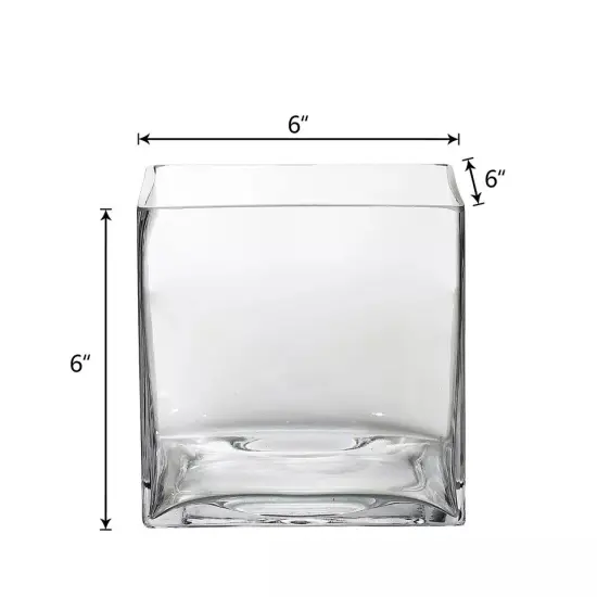 6 pcs 6-Inch tall Clear Glass Cube Vases Centerpieces Wedding Party Supplies {5}