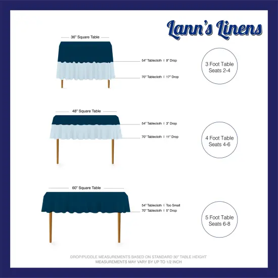 Lann's Linens - 10 Premium Square Tablecloths for Wedding / Banquet / Restaurant - Polyester Fabric Table Cloths {6}