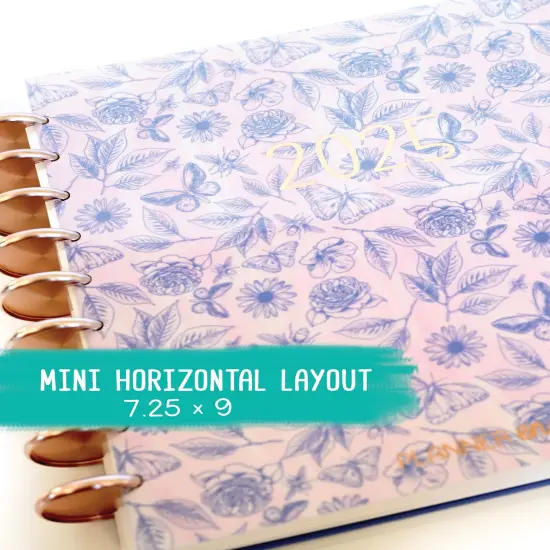 2025 Planner - Mini Horizontal Layout, Disc Bound - "Butterfly Doodles" (#1009) {1}