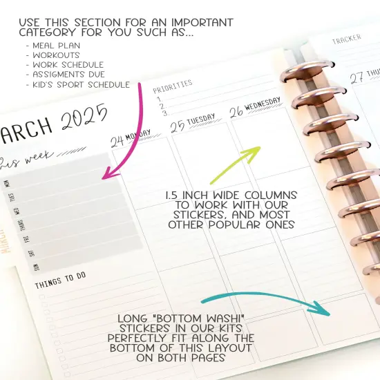 2025 Planner - Vertical Layout, Disc Bound - "Rainbow Glitz" (#901) {6}