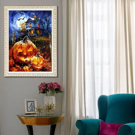 DIY Paint by Numbers Art Kits for Adults Halloween Castle,16x20 inch Pumpkin Oil Painting by Numbers for Beginner Gift {3}
