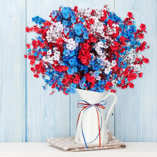 27PCS 4th/Fourth of July Decorations Artificial Flowers Red White Blue Patriotic Picks Berry Stems Independent Day Decor for Home Vase Table Centerpieces {2}