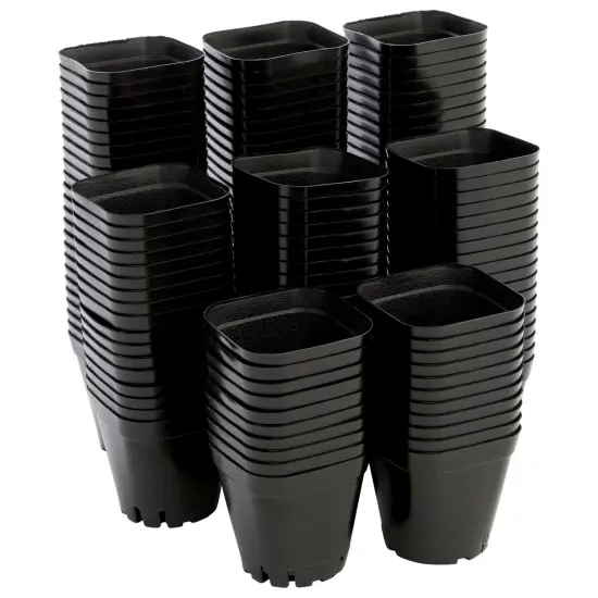 150-Pack 2 Inch Plastic Seedling Pots for Plants, Small Square Starter Nursery Planters for Starting Seeds, Flowers, Succulents, Propagating, Indoor Garden (Black) {1}