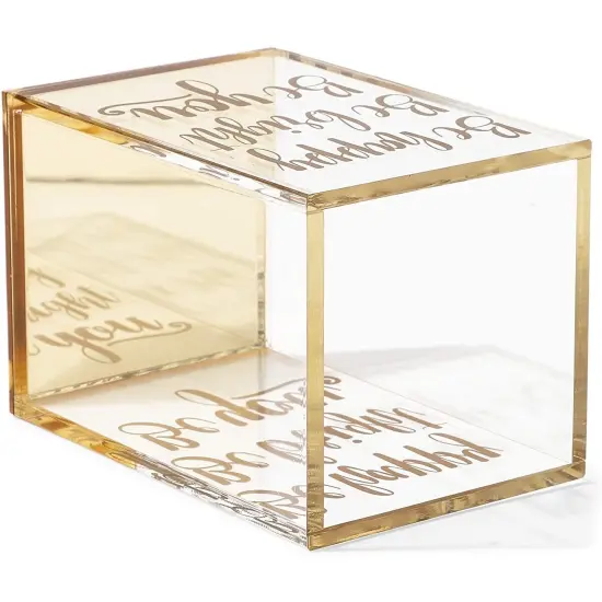 Gold and Clear Acrylic Pen Holder with Inspirational Quotes (2.95 x 4.45 In) {6}