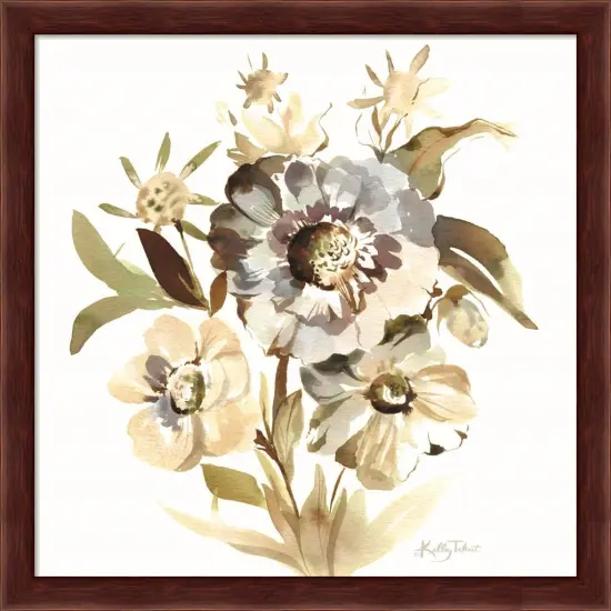 Faded Denim Blooms by Kelley Talent 13" x 13" Framed Wall Art {1}