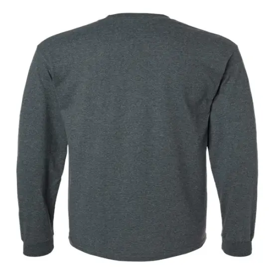 Gildan&reg; Cotton Long Sleeve Crew-Neck T-Shirt Dark Heather {2}