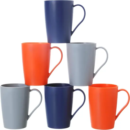 Coffee Mugs Set of 6, Plastic Coffee Cups Set, 12 Ounce Unbreakable Coffee Mug Plastic {1}
