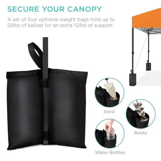 Best Choice Products 8x8ft Easy Setup Pop Up Canopy w/ 1-Button Setup, Wheeled Case, 4 Weight Bags Orange {5}