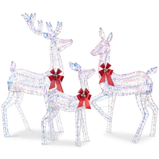 Best Choice Products 3-Piece Lighted Christmas Deer Set Outdoor Yard Decoration with 360 LED Lights, Stakes Silver {7}