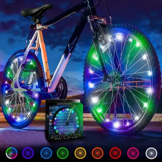 Activ Life LED Bike Wheel Lights with Batteries Included, Get 100% Brighter and Visible from All Angles for Ultimate Safety & Style (2 Tire Pack, Pastel) {1}