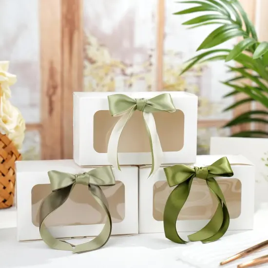 Sage Green Ribbon 1 Inch Moss Green Double Face Satin Ribbon 6 Rolls Sage Ribbon for Wedding Green Ribbon for Baby Shower Ribbon for Gift Wrapping Hair Bows Crafts - 60Yards {4}