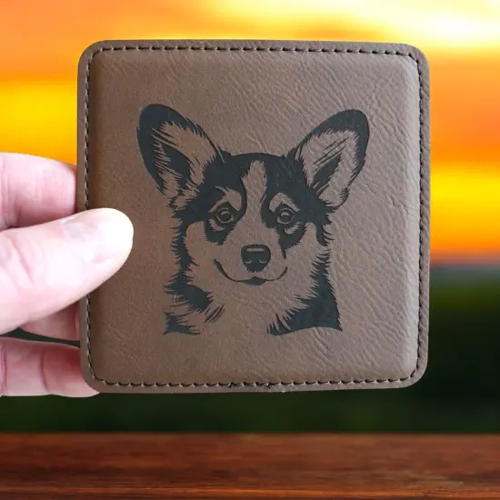 Coaster - Corgi - SET OF 2 - Leather or Stitched Cork Stitched Cork/Black {7}