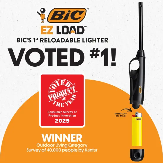 BIC EZ LOAD Lighter, Reloadable Multi Purpose Lighter, Pack with 10 EZ LOAD Long Lighter Shell and 10 BIC Maxi Pocket Lighters, (Colors May Vary) {4}